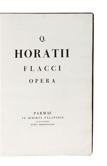 BODONI PRESS  HORATIUS FLACCUS, QUINTUS. Opera. 1791